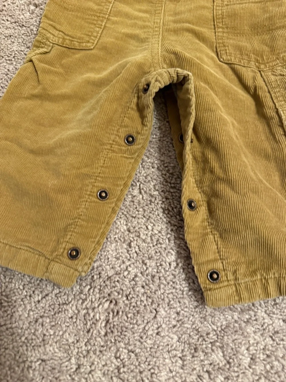 OshKosh B'gosh cognac brown Corduroy Overalls plaid flannel lining